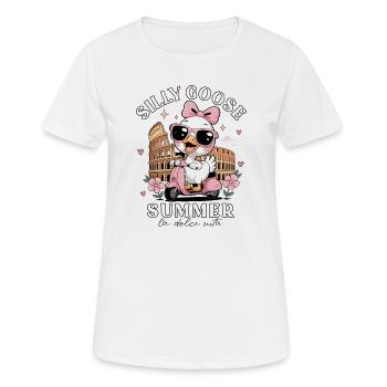 Funny Silly Goose Summer Italy Rome Trip - Women's Breathable T-Shirt - white - Front - AI Model Female 172 dark (172cm)