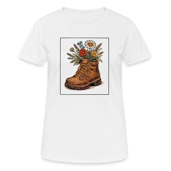 Boot Blooms Wildblumenstrauß - Frauen T-Shirt atmungsaktiv - Weiß - Vorne - AI Model Female 172 dark (172cm)