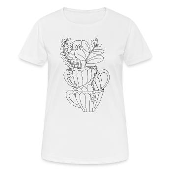 Étiquette Thé Minimaliste - T-shirt respirant Femme - blanc - Devant - AI Model Female 172 dark (172cm)