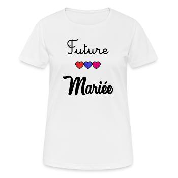 FUTURE MARIEE. JE PEUX PAS. MARIE. FUTUR MARIE - T-shirt respirant Femme - blanc - Devant - AI Model Female 172 dark (172cm)