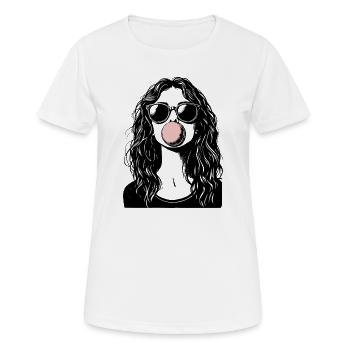 Cooles Mädchen bläst Kaugummi - Frauen T-Shirt atmungsaktiv - Weiß - Vorne - AI Model Female 172 dark (172cm)