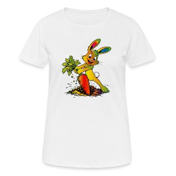 Dessin animé avec carotte : design drôle de Pâques - T-shirt respirant Femme - blanc - Devant - AI Model Female 172 dark (172cm)
