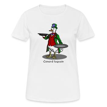 Canard laquais - humour cuisine et jeu de mots - T-shirt respirant Femme - blanc - Devant - AI Model Female 172 dark (172cm)