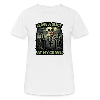 Squelette de pierre tombale mangeant une part de pizza sur la tombe - T-shirt respirant Femme - blanc - Devant - AI Model Female 172 dark (172cm)