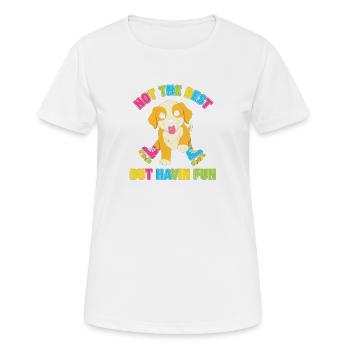 Rolling dog – fun despite bad luck - Women's Breathable T-Shirt - white - Front - AI Model Female 172 dark (172cm)