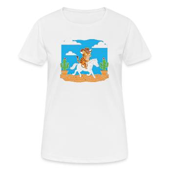 Katzen Cowboy im Wüstenritt - Frauen T-Shirt atmungsaktiv - Weiß - Vorne - AI Model Female 172 dark (172cm)