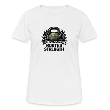 Rooted Strength: Eco-Primal Kettlebell Design - Women's Breathable T-Shirt - white - Front - AI Model Female 172 dark (172cm)