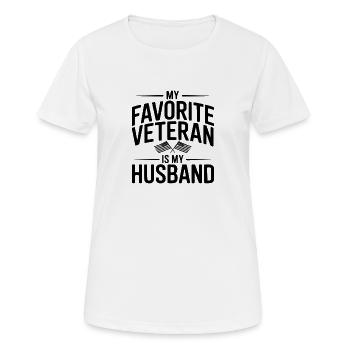 Mon vétéran préféré est mon mari - T-shirt respirant Femme - blanc - Devant - AI Model Female 172 dark (172cm)