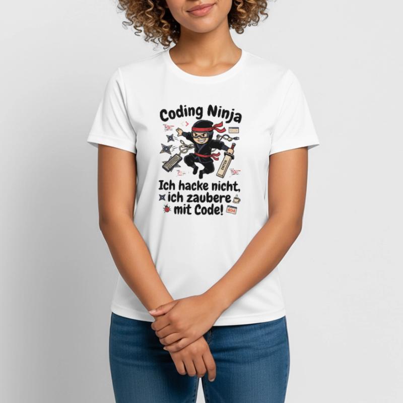 Coder Ninja Programmierer Humor Frauen T-Shirt atmungsaktiv