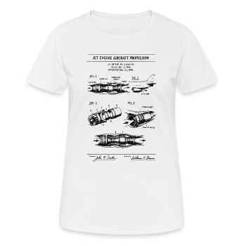 Jet Engine Aircraft Propulsion Blueprint patent. - Women's Breathable T-Shirt - white - Front - AI Model Female 172 dark (172cm)