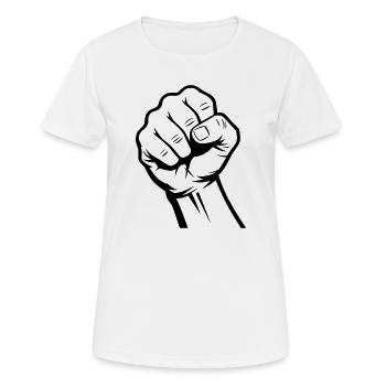 Faust - Frauen T-Shirt atmungsaktiv - Weiß - Vorne - AI Model Female 172 dark (172cm)