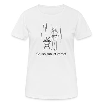 Grillsaison ist immer - Frauen T-Shirt atmungsaktiv - Weiß - Vorne - AI Model Female 172 dark (172cm)