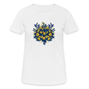 Blau Gold Blütenkreis Muster - Frauen T-Shirt atmungsaktiv - Weiß - Vorne - AI Model Female 172 dark (172cm)