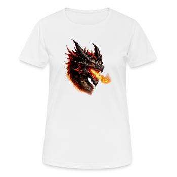 Tête Enflammée du Dragon de Feu - T-shirt respirant Femme - blanc - Devant - AI Model Female 172 dark (172cm)