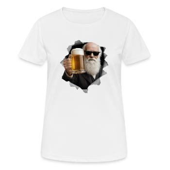 Charles Darwin tient une bière - T-shirt respirant Femme - blanc - Devant - AI Model Female 172 dark (172cm)