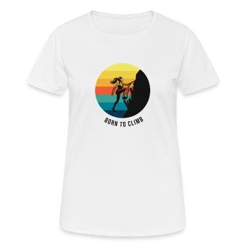 Klettermädchen, geboren, um Rainbow Bouldering zu besteigen - Frauen T-Shirt atmungsaktiv - Weiß - Vorne - AI Model Female 172 dark (172cm)