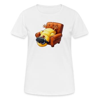 Küken mit VR Brille im Sessel - Frauen T-Shirt atmungsaktiv - Weiß - Vorne - AI Model Female 172 dark (172cm)