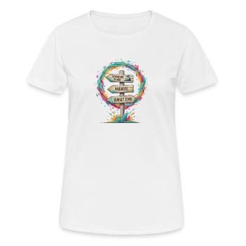 Signpost Tropical Island Trails - Women's Breathable T-Shirt - white - Front - AI Model Female 172 dark (172cm)