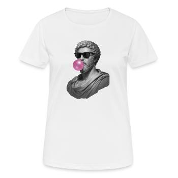 Marcus Aurelius mit Kaugummi und Sonnenbrille - Frauen T-Shirt atmungsaktiv - Weiß - Vorne - AI Model Female 172 dark (172cm)