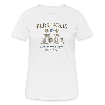 Iran, Persische Ruinen von Persepolis, Zeichnung - Frauen T-Shirt atmungsaktiv - Weiß - Vorne - AI Model Female 172 dark (172cm)