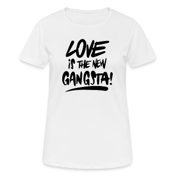 L’amour, c’est le nouveau gangsta - T-shirt respirant Femme - blanc - Devant - AI Model Female 172 dark (172cm)