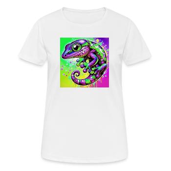 Gecko - Frauen T-Shirt atmungsaktiv - Weiß - Vorne - AI Model Female 172 dark (172cm)