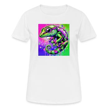 Gecko - Frauen T-Shirt atmungsaktiv - Weiß - Vorne - AI Model Female 172 dark (172cm)