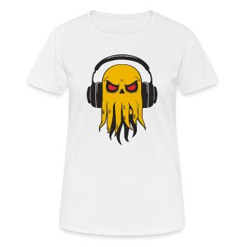 Gelber Tentakel mit Kopfhörern - Frauen T-Shirt atmungsaktiv - Weiß - Vorne - AI Model Female 172 dark (172cm)