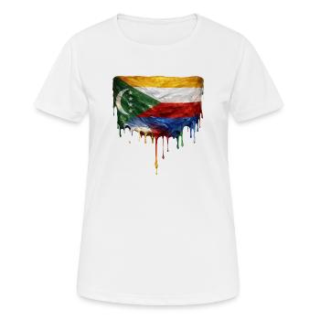 Comoros Flag: Flowing Colors - Women's Breathable T-Shirt - white - Front - AI Model Female 172 dark (172cm)