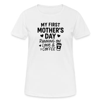 First Mother's Day Humor Mom Gift Idea Family - Women's Breathable T-Shirt - white - Front - AI Model Female 172 dark (172cm)
