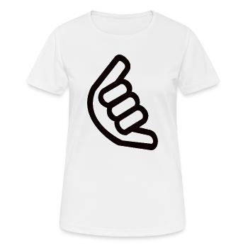 Signe de la main Shaka – Signe de surfeur - T-shirt respirant Femme - blanc - Devant - AI Model Female 172 dark (172cm)