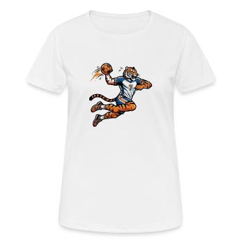 Handball Tiger Nummer 7 Sprungwurf Power - Frauen T-Shirt atmungsaktiv - Weiß - Vorne - AI Model Female 172 dark (172cm)