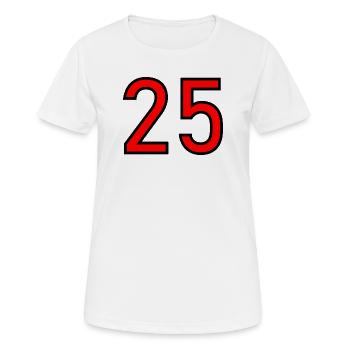 25. 25 ANS. 25e ANNIVERSAIRE. ANNIVERSAIRE 25 ANS. - T-shirt respirant Femme - blanc - Devant - AI Model Female 172 dark (172cm)