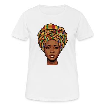 Afrikanisches Kopftuch-Porträt - Frauen T-Shirt atmungsaktiv - Weiß - Vorne - AI Model Female 172 dark (172cm)