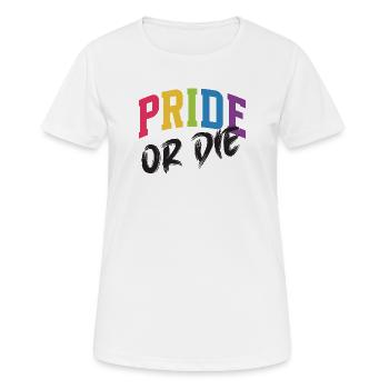 Mois de la Fierté LGBT - Fierté ou Mort - T-shirt respirant Femme - blanc - Devant - AI Model Female 172 dark (172cm)