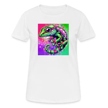 Gecko - Frauen T-Shirt atmungsaktiv - Weiß - Vorne - AI Model Female 172 dark (172cm)