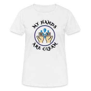 Mains propres - T-shirt respirant Femme - blanc - Devant - AI Model Female 172 dark (172cm)