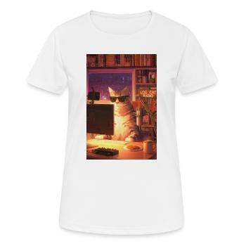 Cat Stream Neon Studio - Women's Breathable T-Shirt - white - Front - AI Model Female 172 dark (172cm)