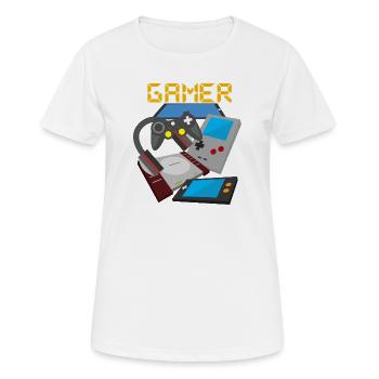 Retro Gamer Devices Mix – Gaming Nostalgie - Frauen T-Shirt atmungsaktiv - Weiß - Vorne - AI Model Female 172 dark (172cm)