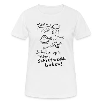 Typisch Norddeutsch Nordisch Platt Moin  - Frauen T-Shirt atmungsaktiv - Weiß - Vorne - AI Model Female 172 dark (172cm)