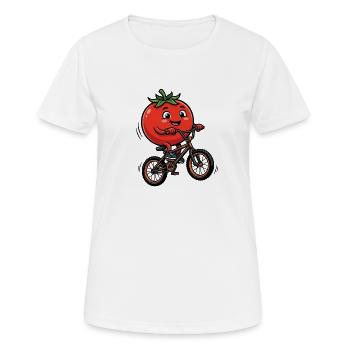 Funny tomato on bike for kids - Women's Breathable T-Shirt - white - Front - AI Model Female 172 dark (172cm)