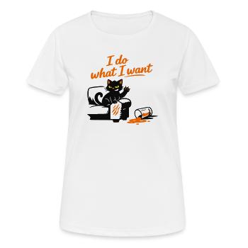 Freche schwarze Katze – Je fais ce que je veux - T-shirt respirant Femme - blanc - Devant - AI Model Female 172 dark (172cm)