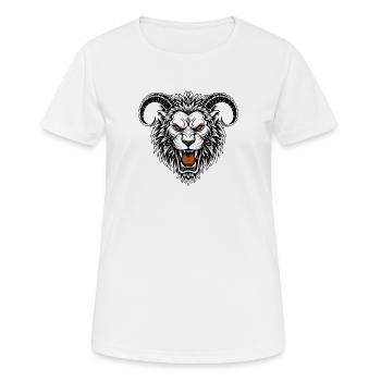 Löwenmaske Widderhörner Weißes Chimäre-Totem - Frauen T-Shirt atmungsaktiv - Weiß - Vorne - AI Model Female 172 dark (172cm)