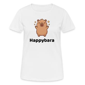 Happybara - maximal entspannt und happy - Frauen T-Shirt atmungsaktiv - Weiß - Vorne - AI Model Female 172 dark (172cm)