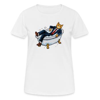 Corporate Cat in a Soapy Bathtub - Women's Breathable T-Shirt - white - Front - AI Model Female 172 dark (172cm)