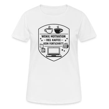 Kaffee gegen Fortschritt - Frauen T-Shirt atmungsaktiv - Weiß - Vorne - AI Model Female 172 dark (172cm)