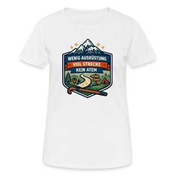 Wenig Ausrüstung Viel Strecke - Frauen T-Shirt atmungsaktiv - Weiß - Vorne - AI Model Female 172 dark (172cm)