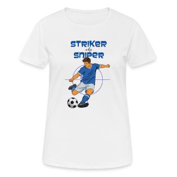 Thème de football Striker Sniper (Striker) - T-shirt respirant Femme - blanc - Devant - AI Model Female 172 dark (172cm)