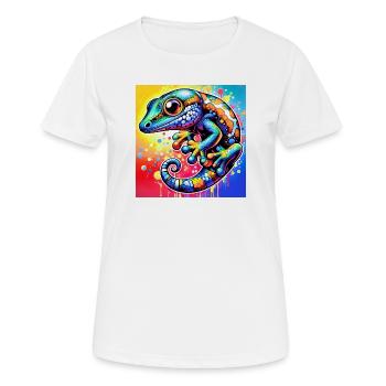 Gecko - Frauen T-Shirt atmungsaktiv - Weiß - Vorne - AI Model Female 172 dark (172cm)