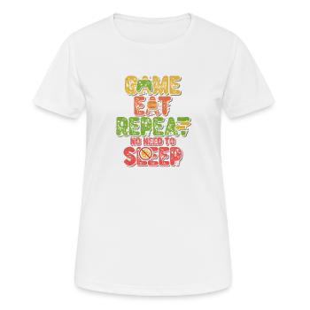 Game Eat Repeat – Ambiances rétro sur console - T-shirt respirant Femme - blanc - Devant - AI Model Female 172 dark (172cm)